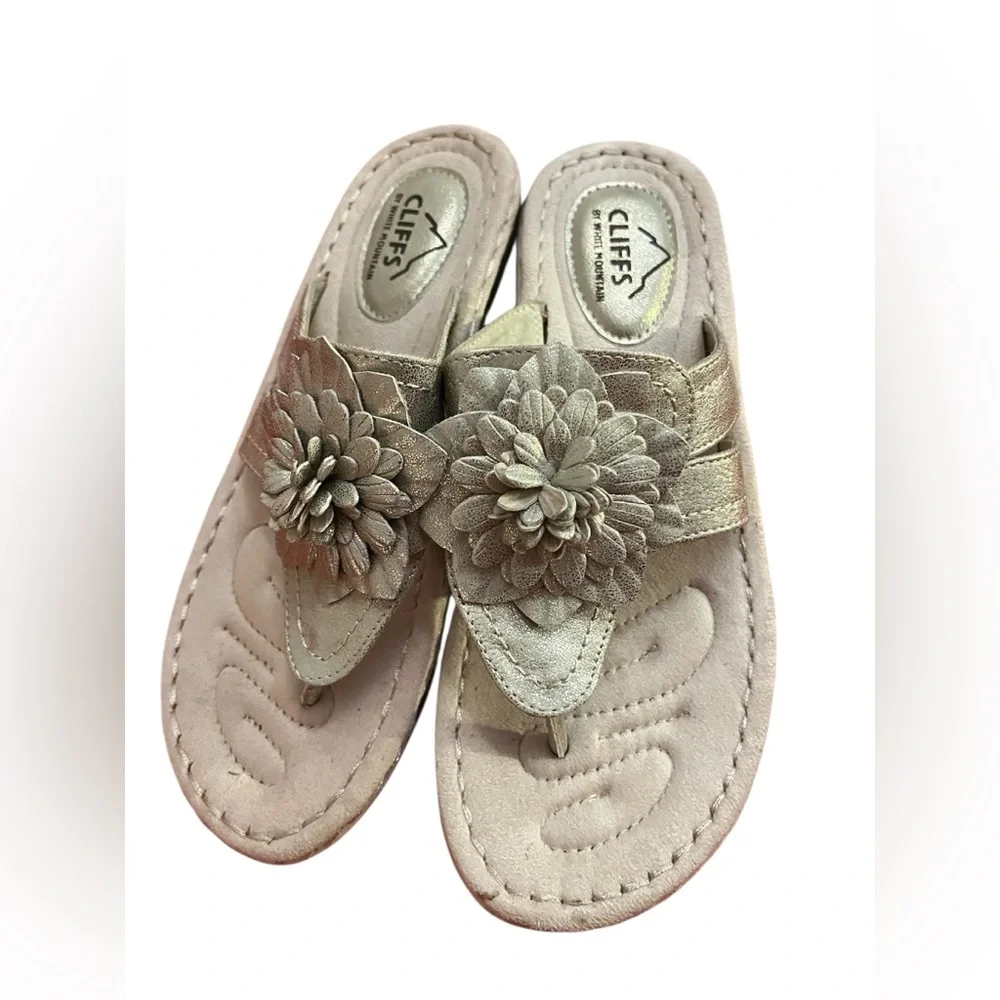 Cliffs by WHITE MOUNTAIN Silver Sandals with Floral Embellishments